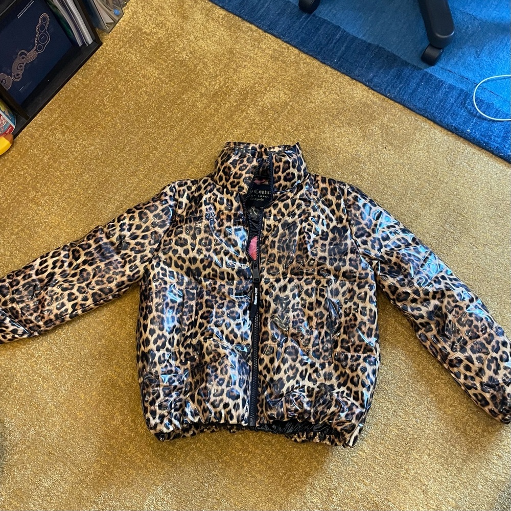 Juicy couture black label leopard print puffer coat